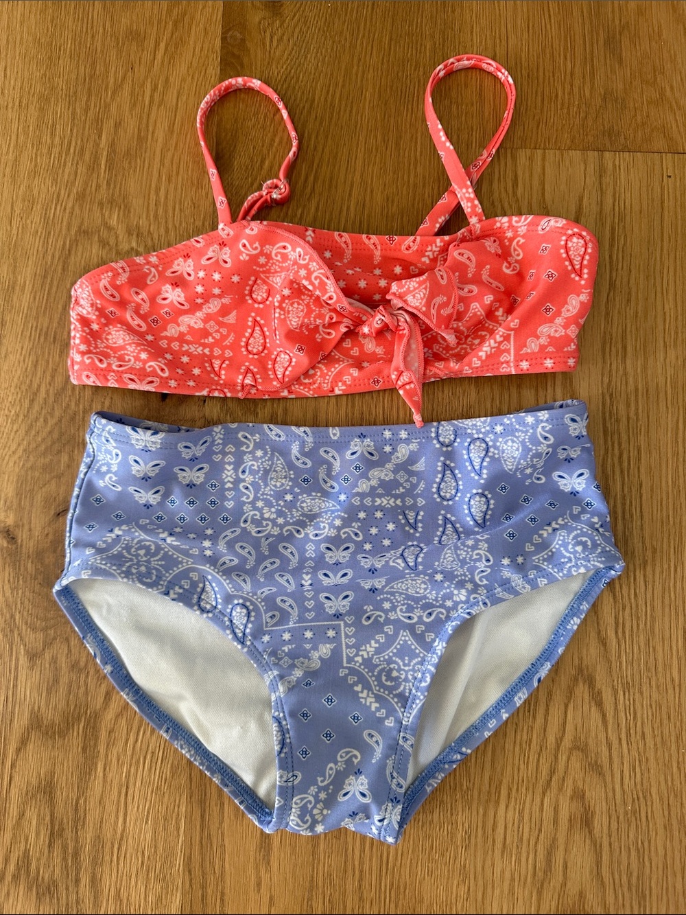 Target Coral Bandana Bikini Top with Lavender High-Waist Bottoms